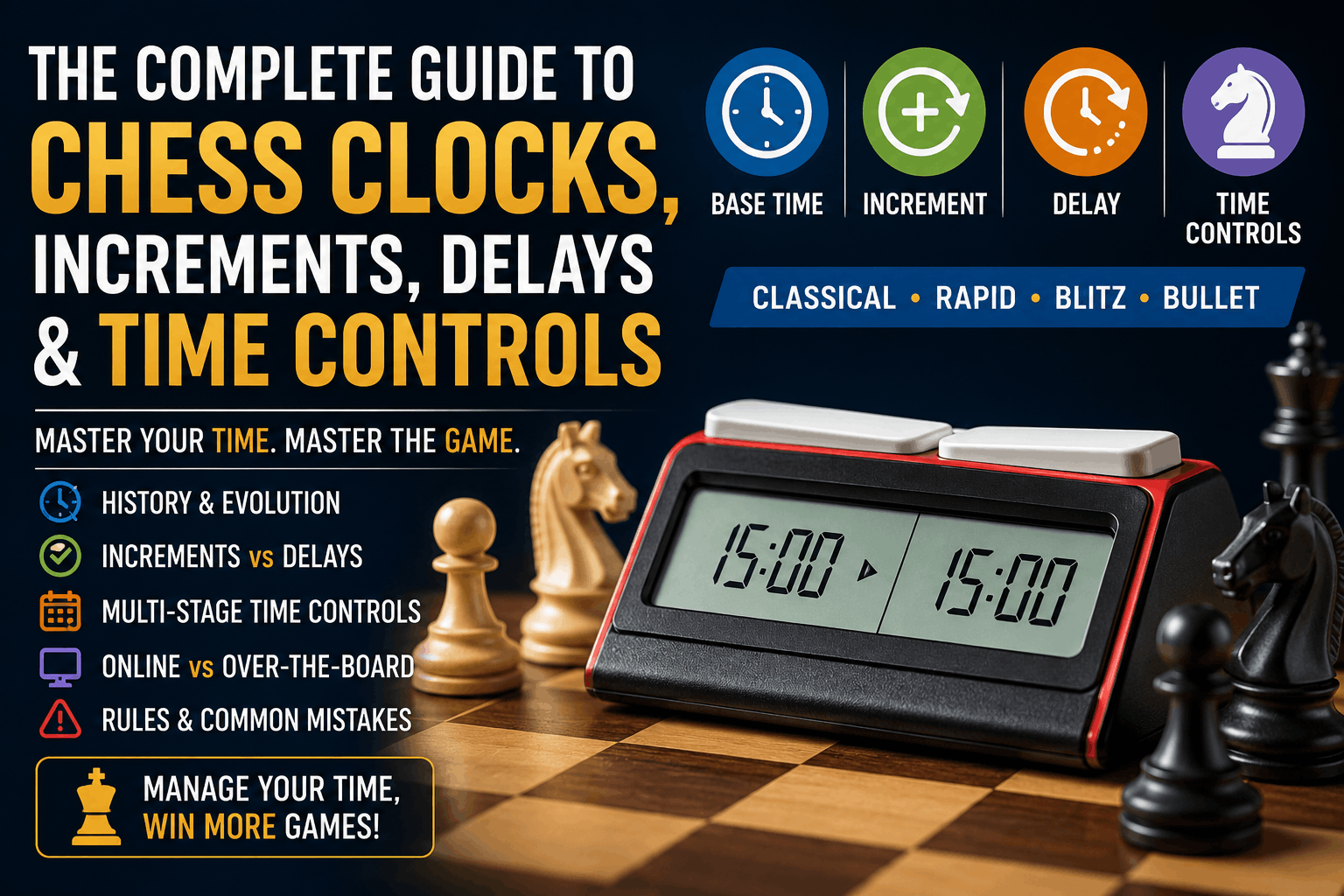 The Complete Guide to Chess Clocks, Increments, Delays & Time Controls